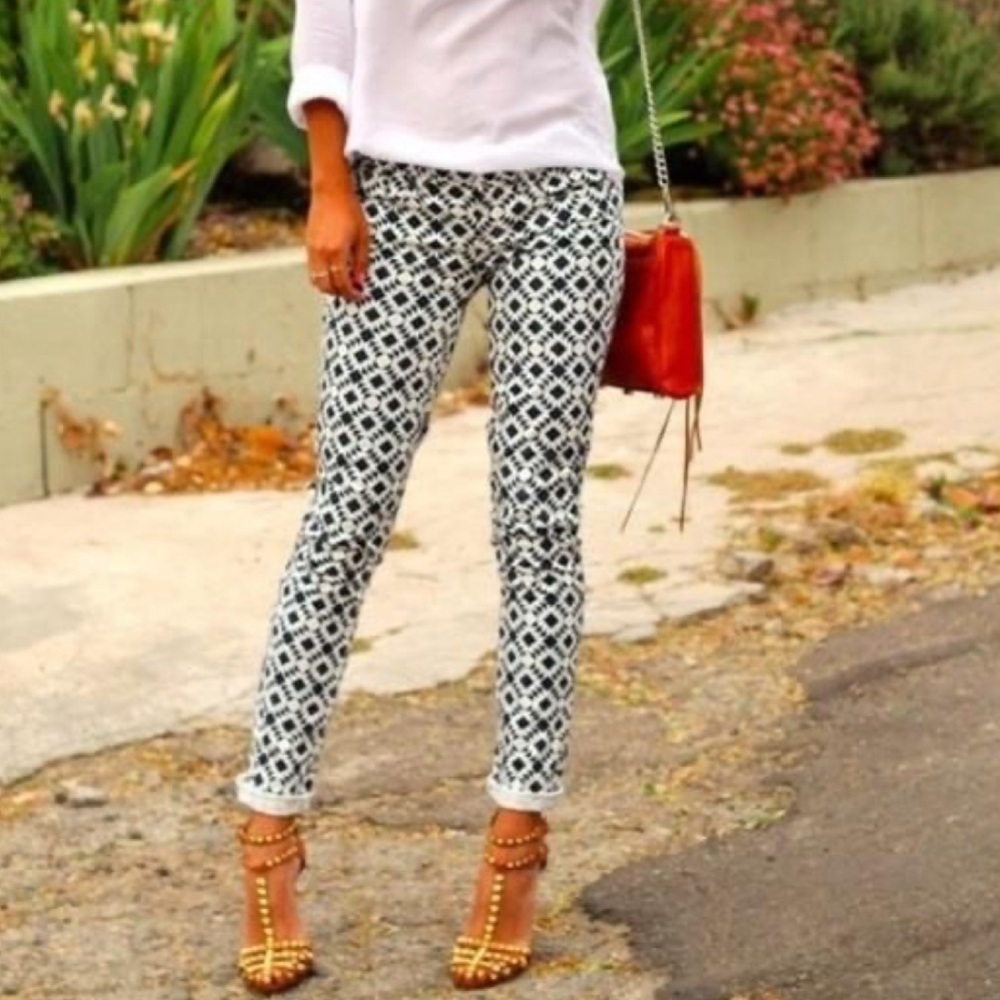 J crew toothpick geometric print jeans 27